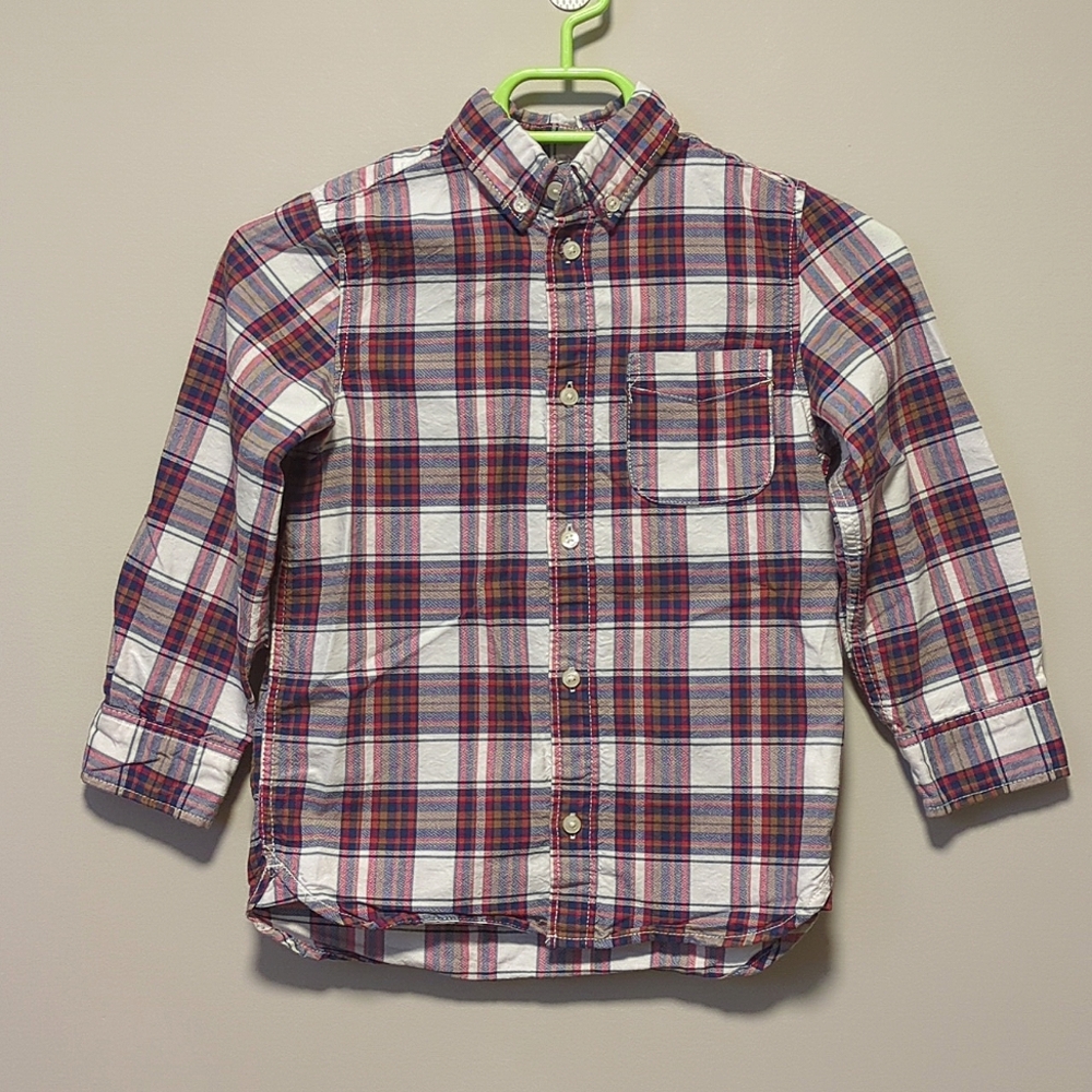 L.O.O.G Toddler Child Collared Long-sleeved Plaid Shirt Size 5-6 Years